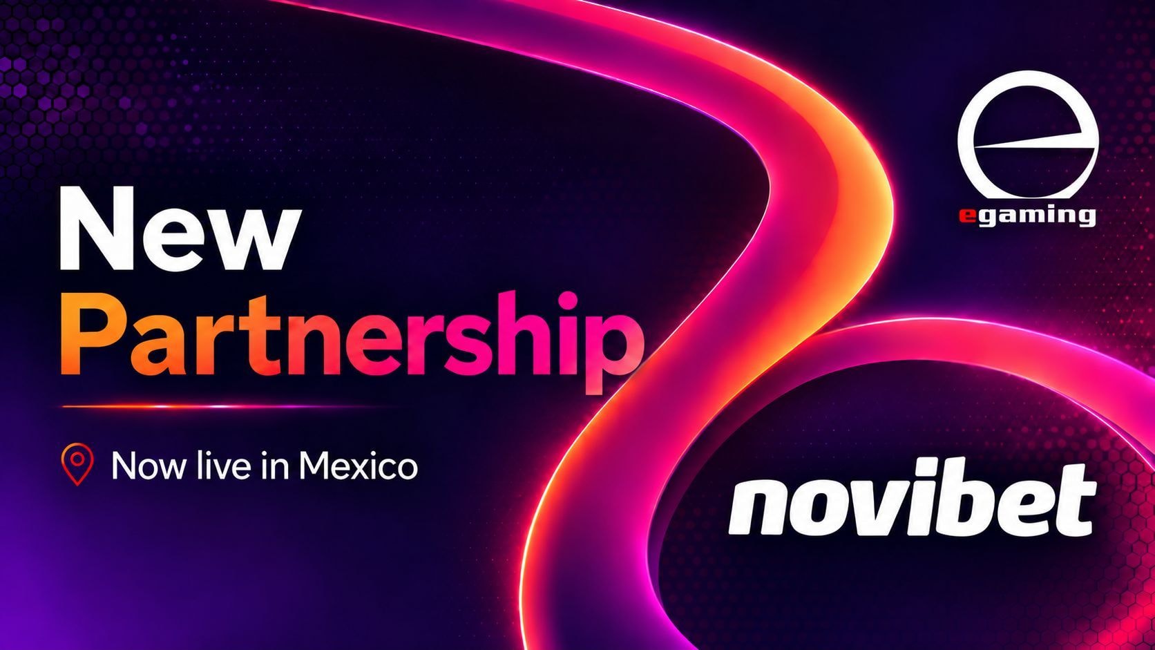 Announcement graphic of the partnership between e-gaming and Novibet.